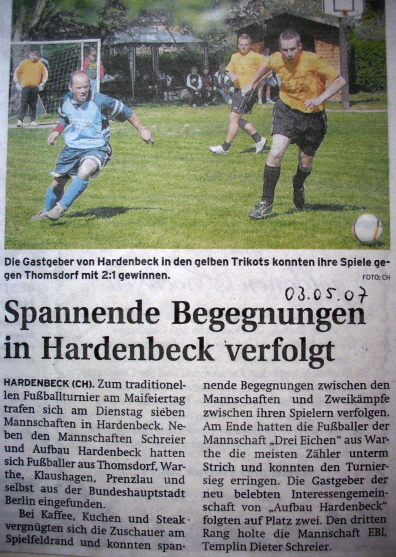 Aufbau Hardenbeck in der Presse