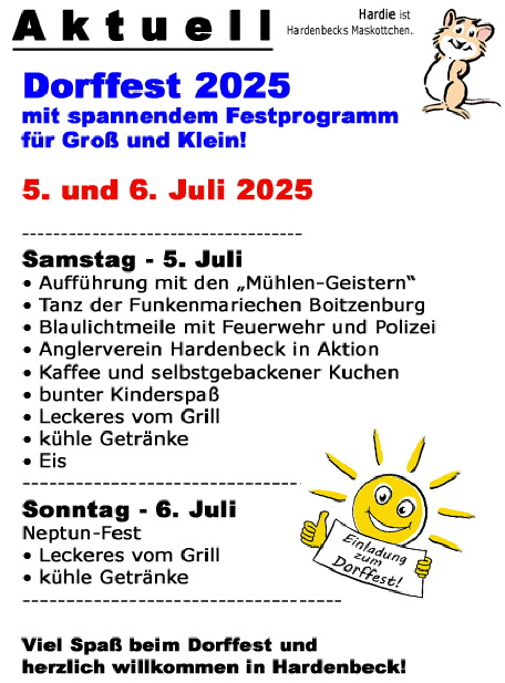 Hardenbeck -  Doffest 2025  -  Herzlich willkommen!